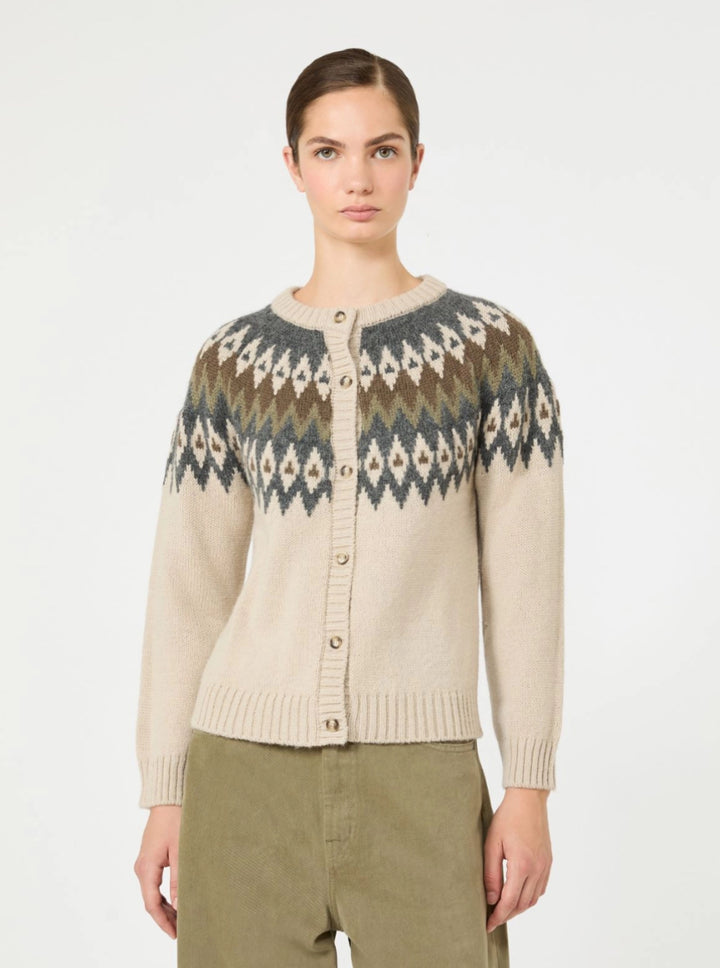 Weekend Max Mara | Targa Wool Cardigan Beige Jacquard