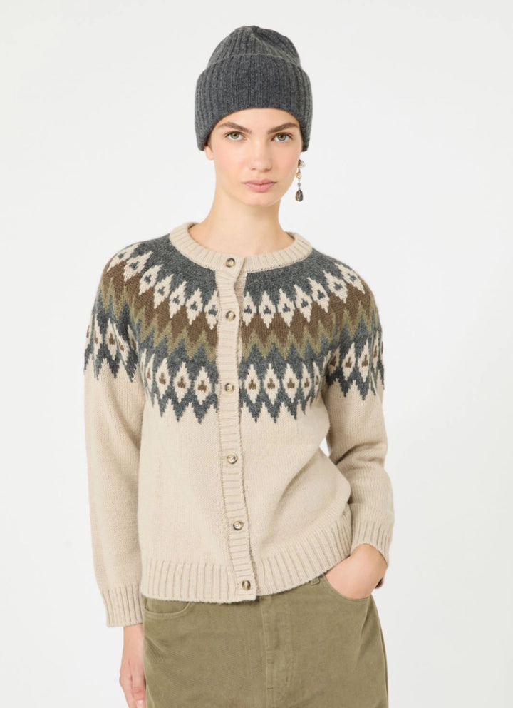 Weekend Max Mara | Targa Wool Cardigan Beige Jacquard