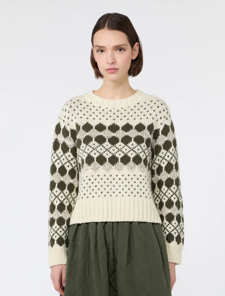 Weekend Max Mara | Ranch Wool Jumper Kaki Geometric