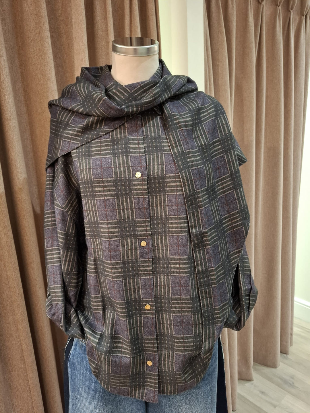 Essentiel Antwerp | Kiss Oversized Shirt with Scarf Dusty Green
