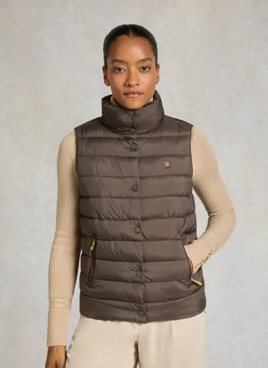 Holland Cooper | Ferncroft Padded Gilet Olive Brown