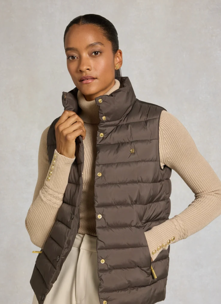 Holland Cooper | Ferncroft Padded Gilet Olive Brown