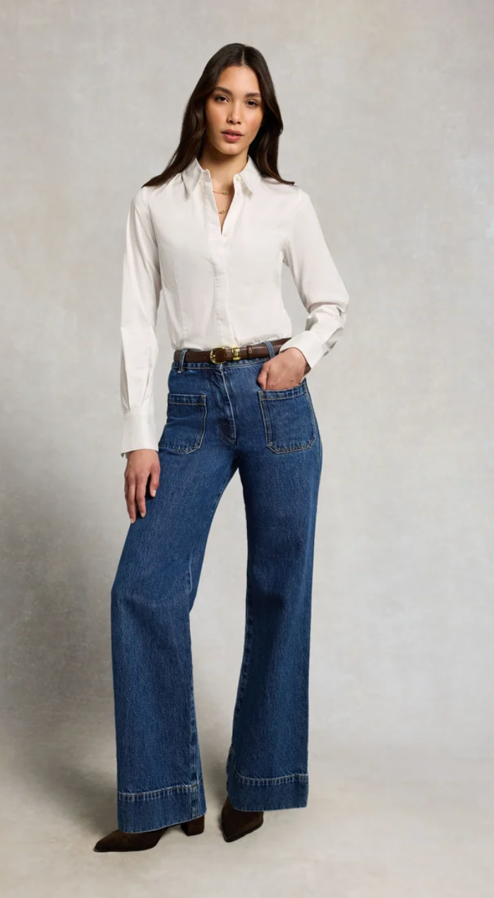Holland Cooper | Tailored Flared Jean Mid Denim