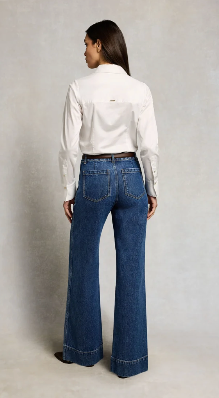 Holland Cooper | Tailored Flared Jean Mid Denim