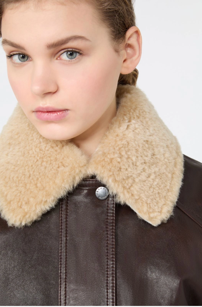Weekend Max Mara | Calata Leather Jacket Dark Brown