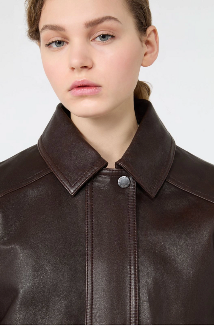 Weekend Max Mara | Calata Leather Jacket Dark Brown