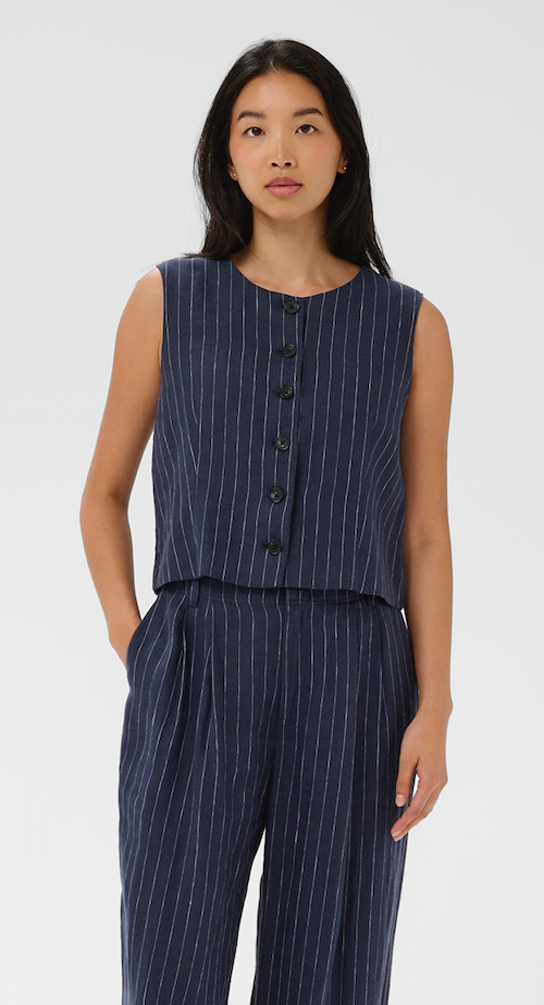 Part Two > Azania Waistcoat Blue Midnight Pinstripe