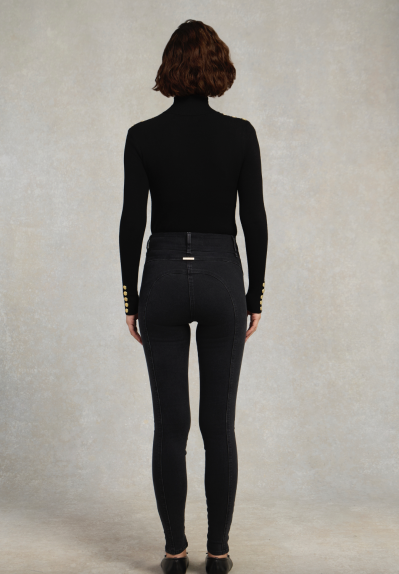 Holland Cooper | Buttoned Knit Roll Neck Black