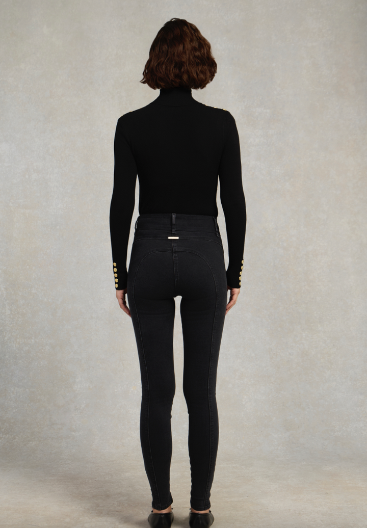 Holland Cooper | Buttoned Knit Roll Neck Black