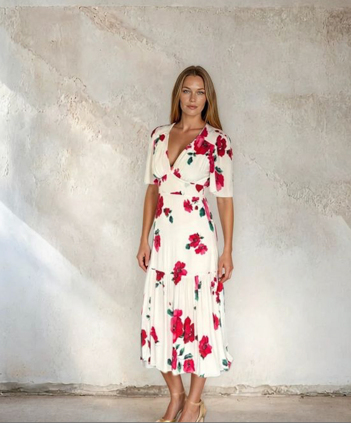 Sirens >  Imelda Dress Cream Poppy