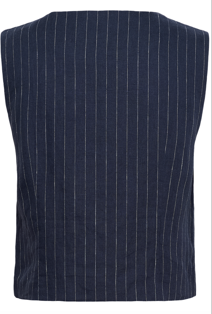 Part Two > Azania Waistcoat Blue Midnight Pinstripe