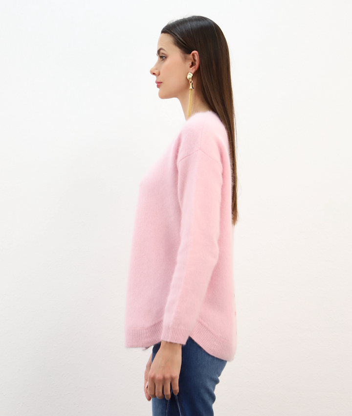 Esthème Cashmere | WES2482HR-1  Cashmere Jumper with Colourful Back Buttons