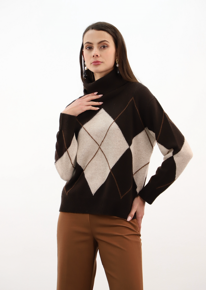 Esthème Cashmere | WES26B26H  Cashmere Jumper with Argyle