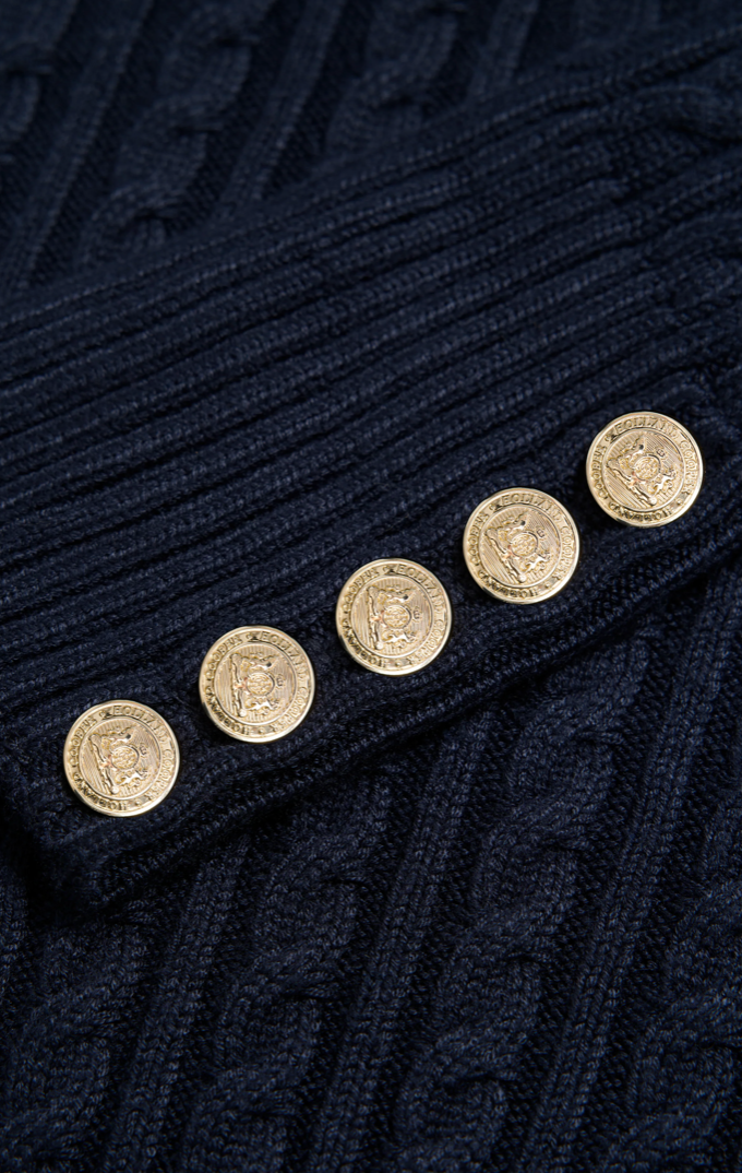 Holland Cooper | Seattle Roll Neck Cable Knit Ink Navy