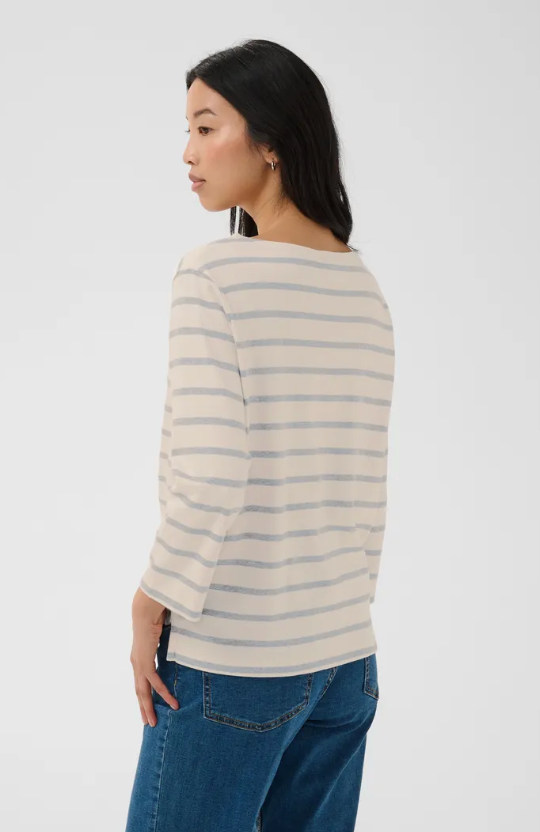 Part Two | Nela Tshirt Eggnog &amp; Grey Stripe