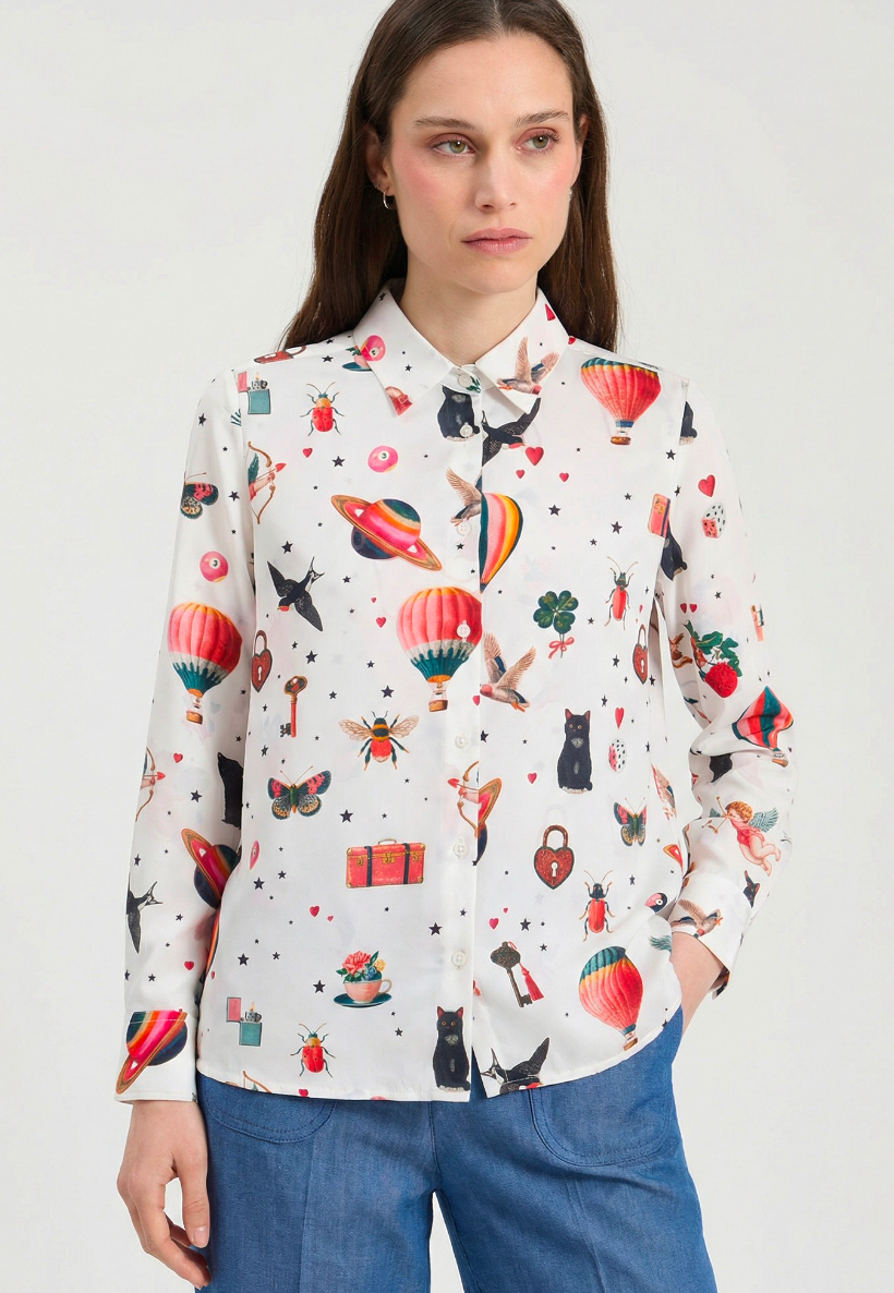 Vilagallo | 33900 Silk Blouse Cupid Print