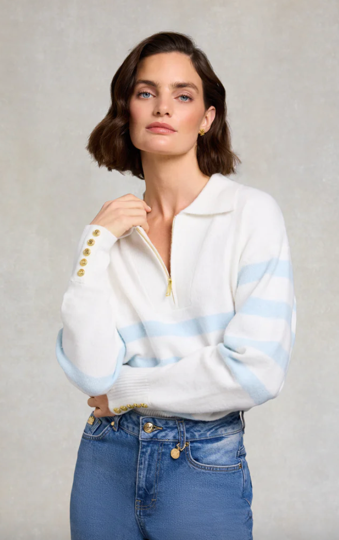 Holland Cooper > Lydia Quarter Zip Pwdr Blue