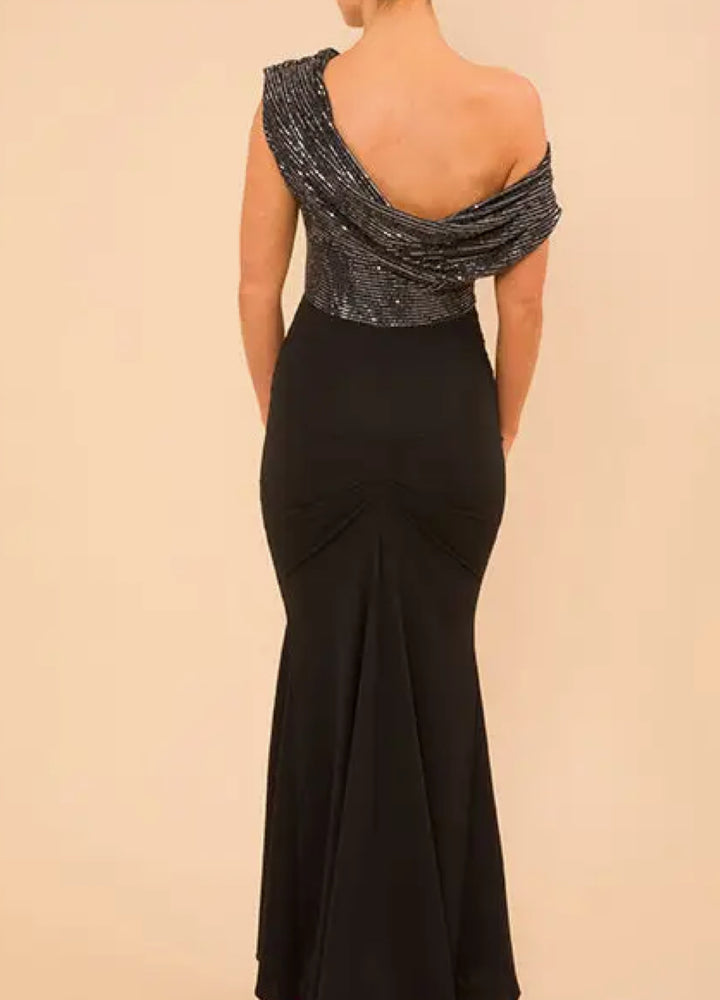 Atom \  Nitrogen Gown Gunmetal Sequin/Black