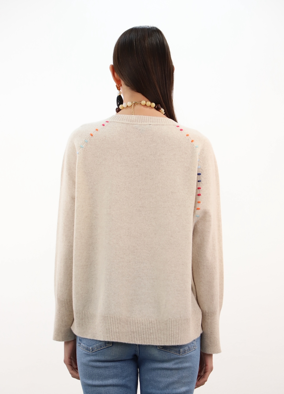 Esthème Cashmere | CKH6346C  Cashmere Jumper with Embroidered Armholes