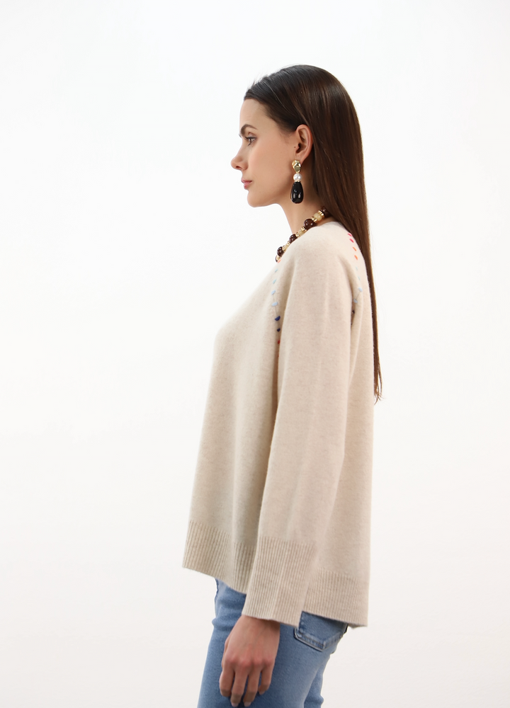 Esthème Cashmere | CKH6346C  Cashmere Jumper with Embroidered Armholes