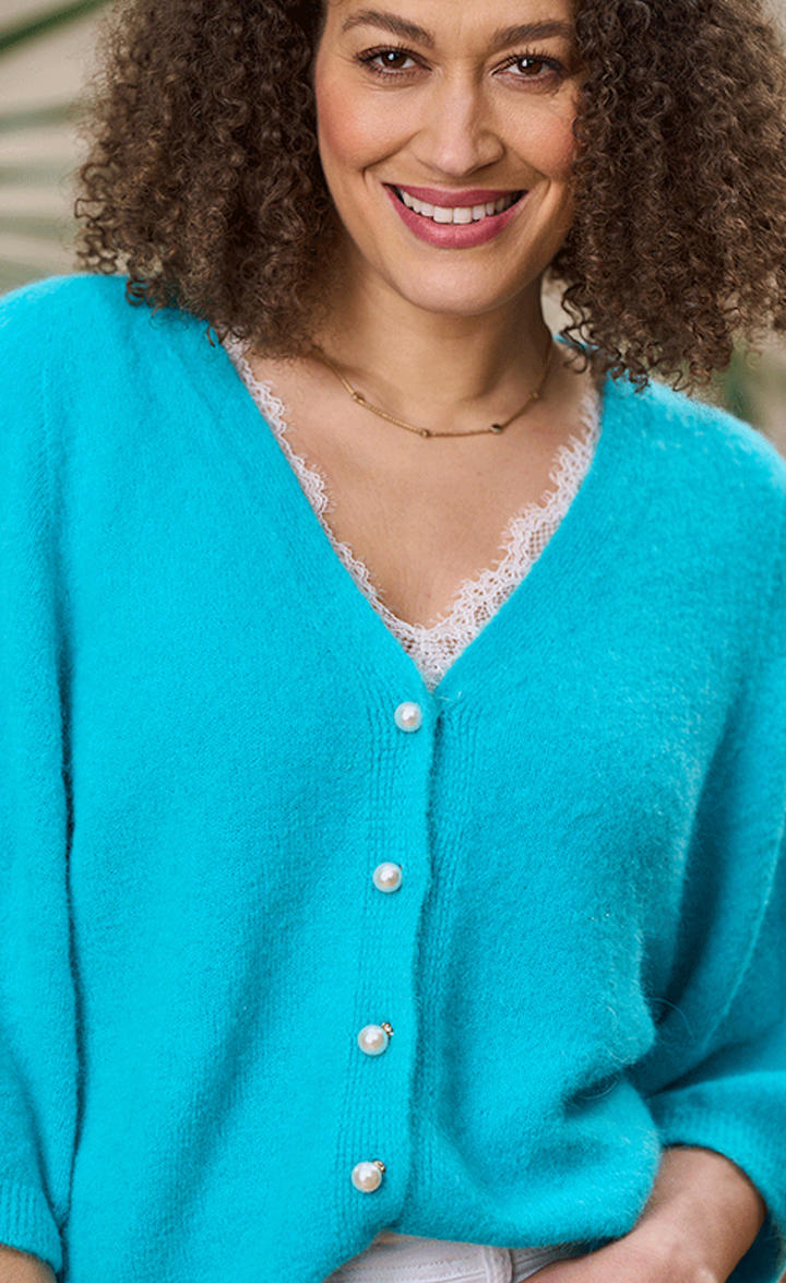 Luella > Pearl Alpaca Cardigan Turquoise