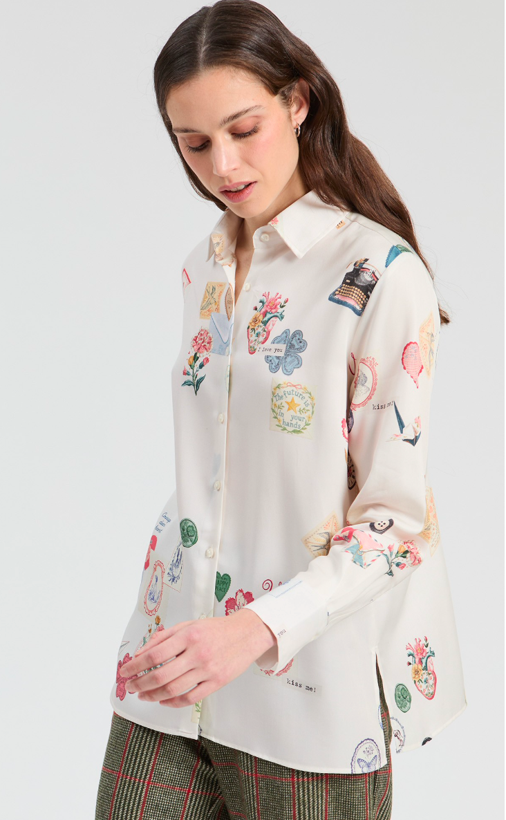 Vilagallo | 33920 Shirt Love Print Crudo