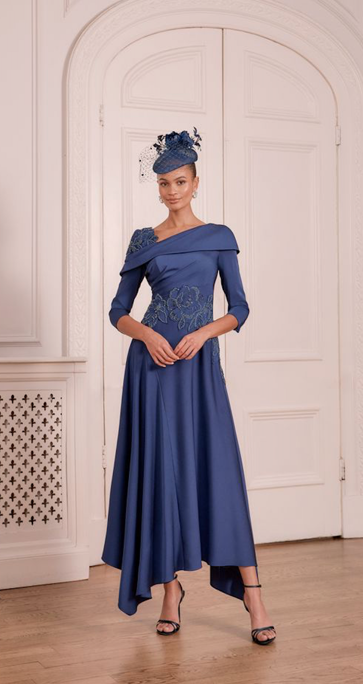 John Charles > 66797 Lace Detail Midi Navy