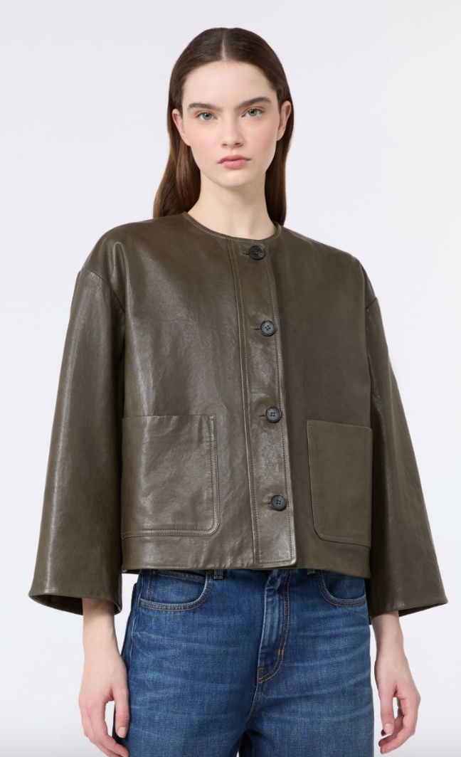 Weekend Max Mara | Caliga Leather Jacket Kaki
