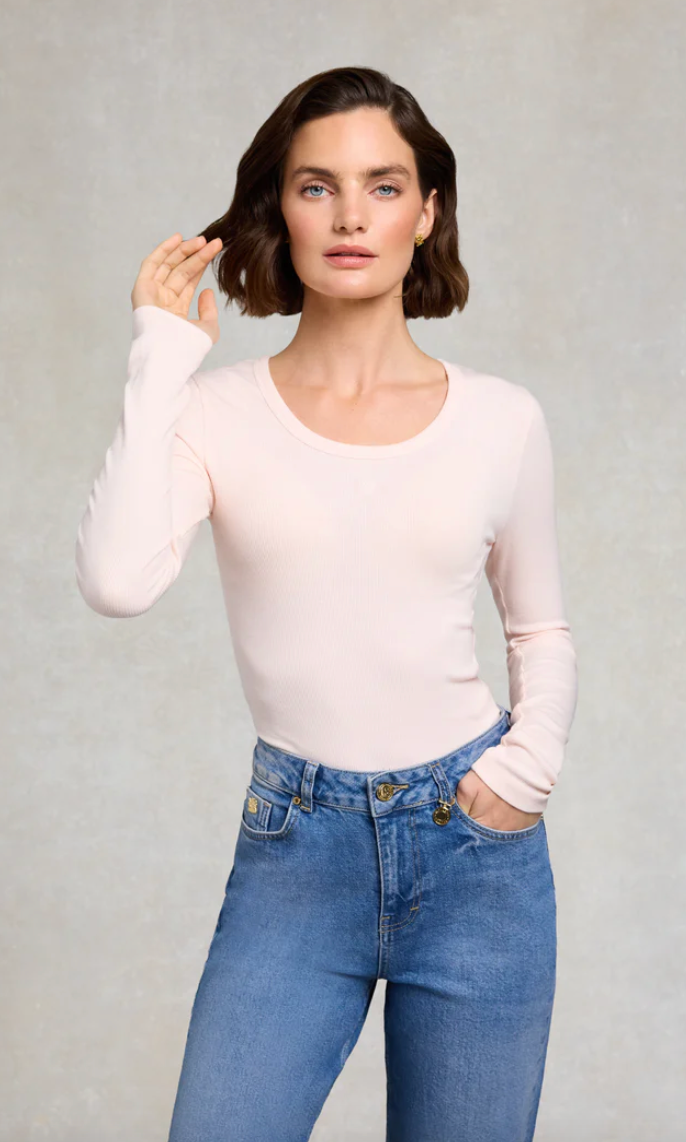 Holland Cooper > Rebecca Long Sleeve Top Pale Pink