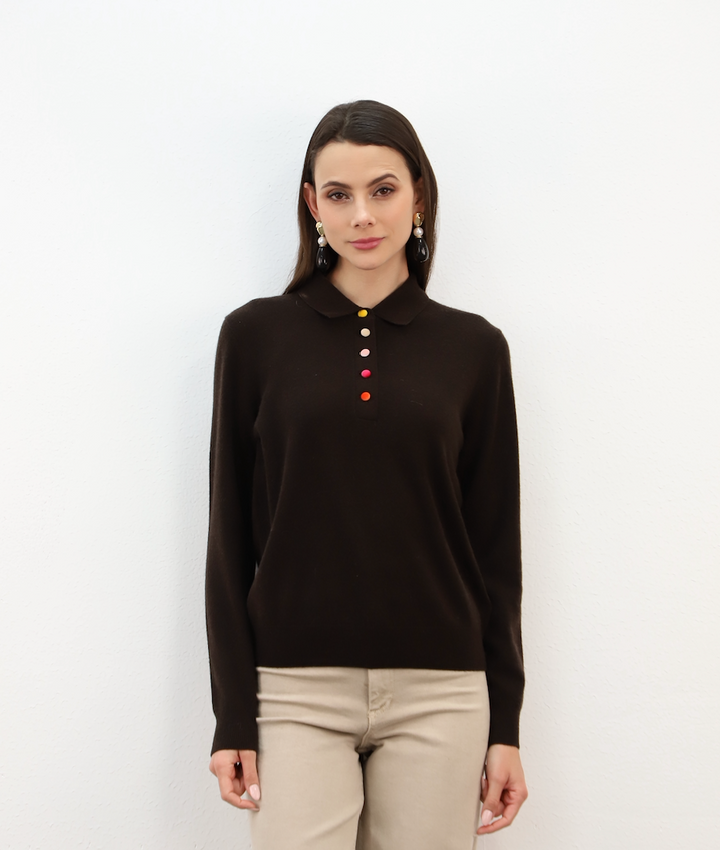 Esthème Cashmere | WES26A27H  Cashmere Polo with Colourful Buttons