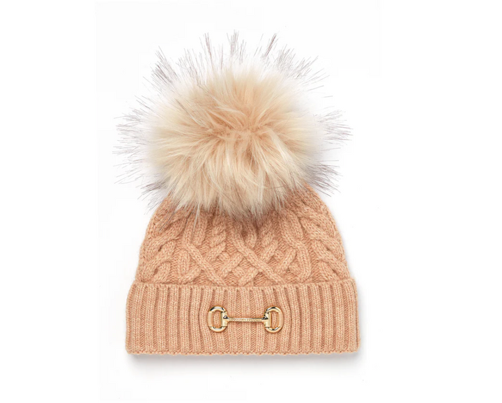 Holland Cooper \  Horsebit Bobble Hat Taupe