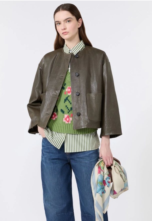 Weekend Max Mara | Caliga Leather Jacket Kaki
