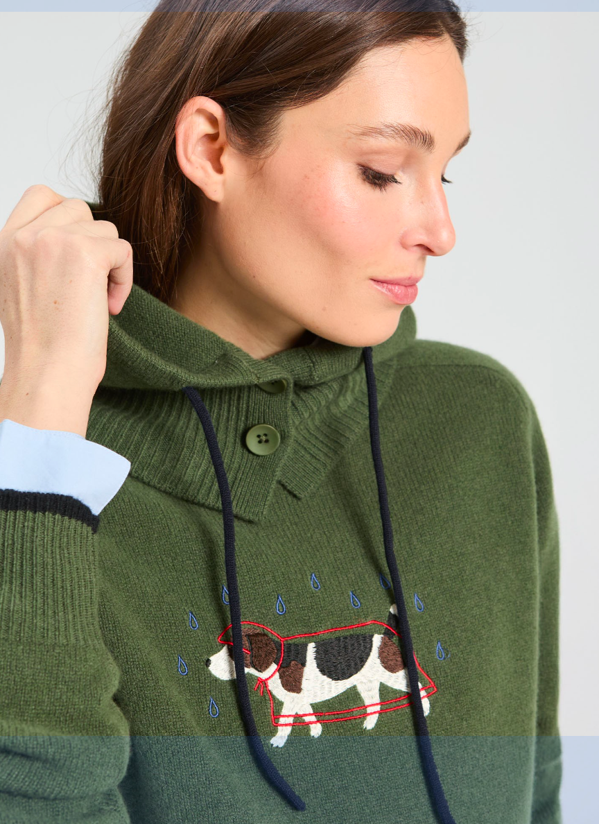 Vilagallo | 34123 Hooded Jumper Green &amp; Navy