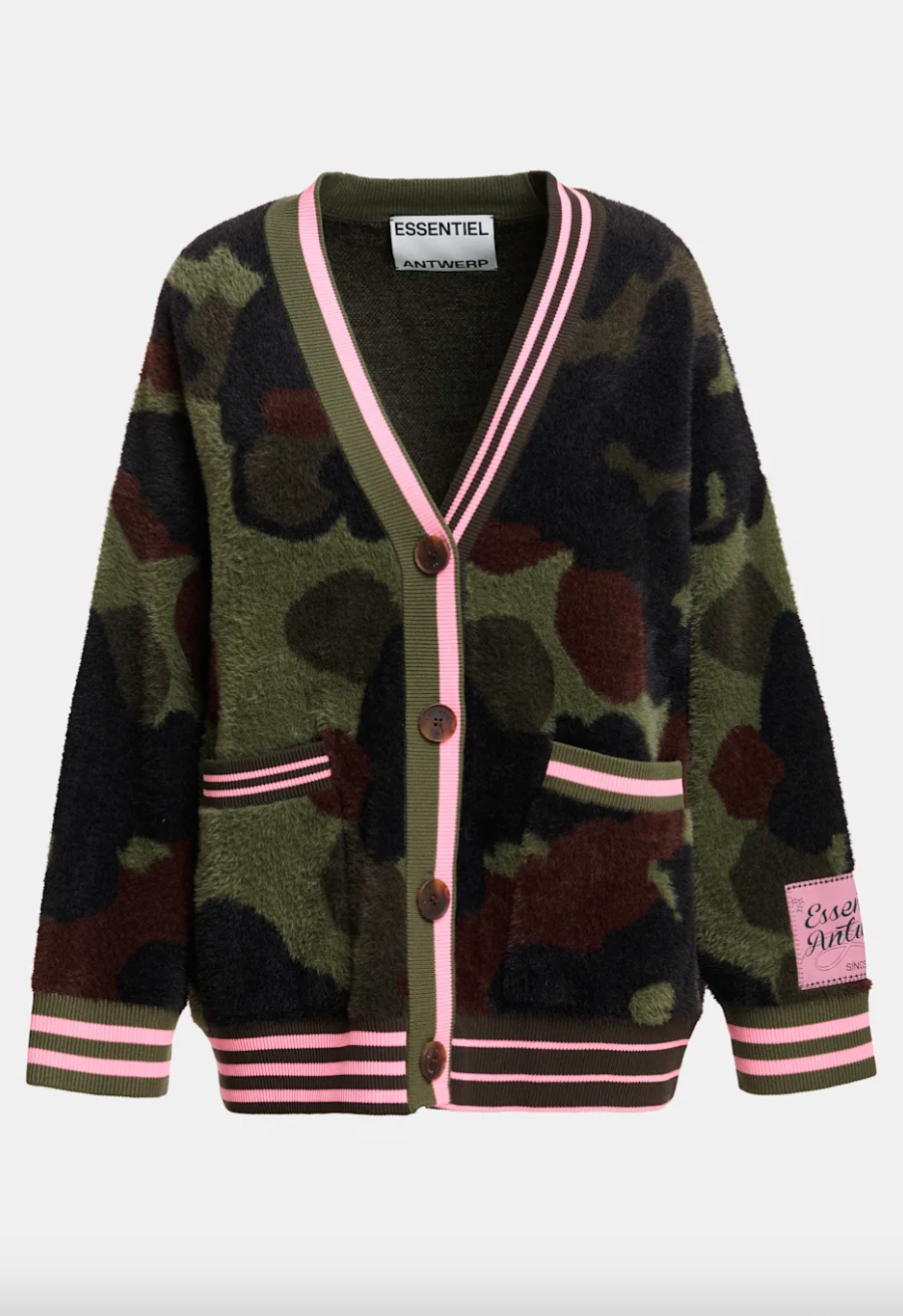 Essentiel Antwerp | Kamoo Camouflage Cardigan Dusty Green