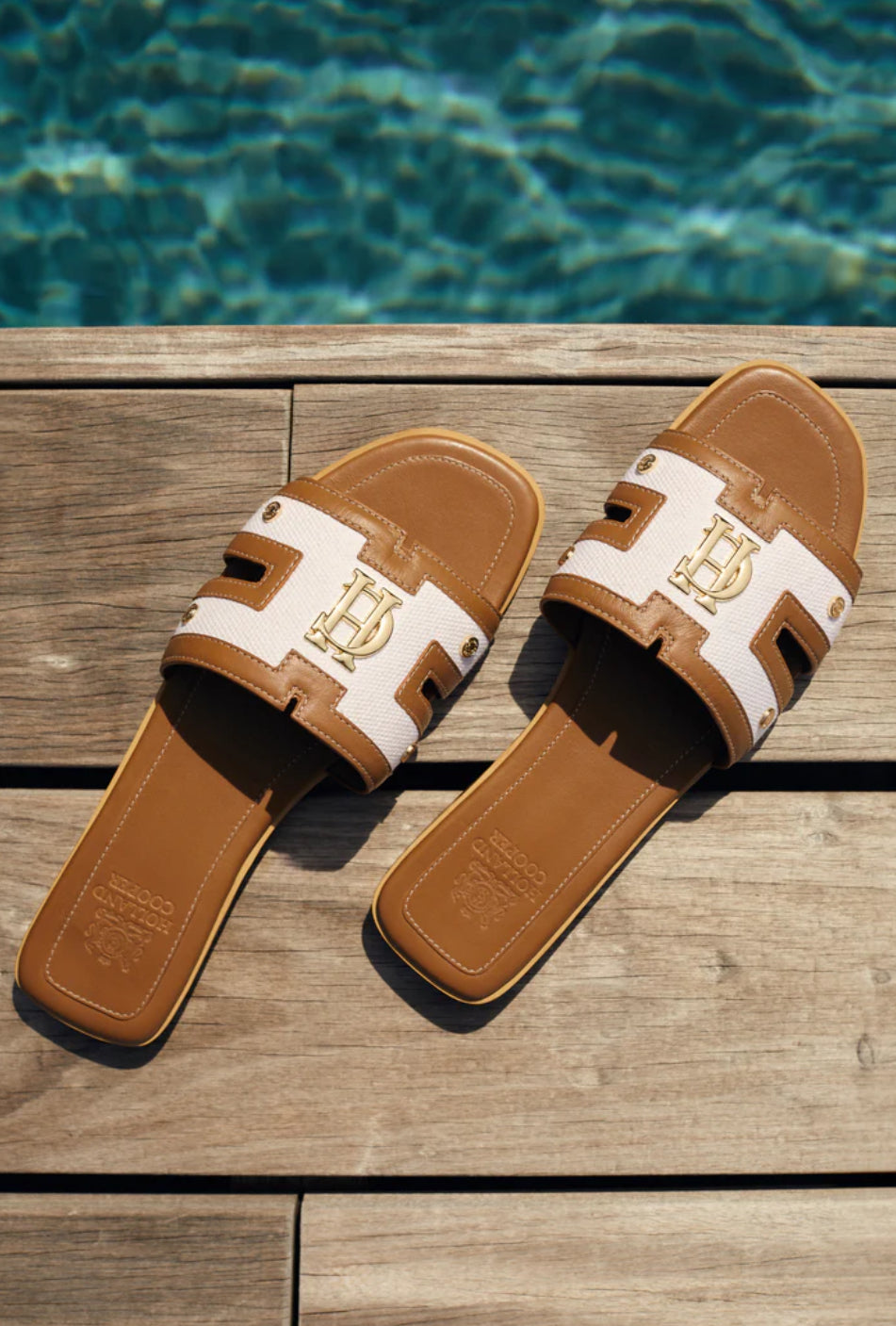 Holland Cooper /  Monogram Slides Tan Canvas