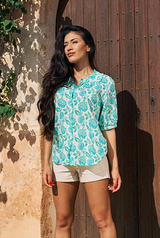 Luella > Marseille Blouse Green/Turquoise