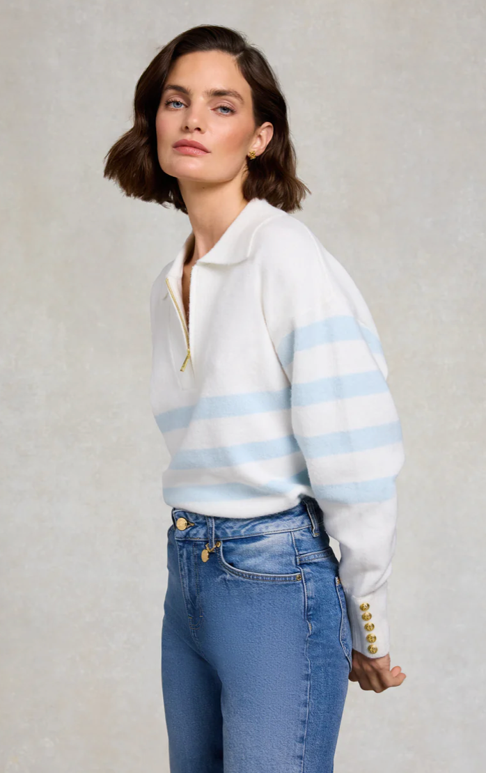Holland Cooper > Lydia Quarter Zip Pwdr Blue
