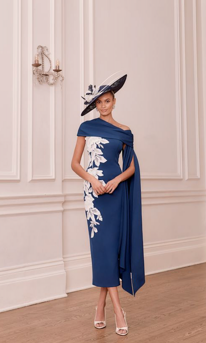 John Charles > 66790 Midi Detachable Cape Navy/Ivory