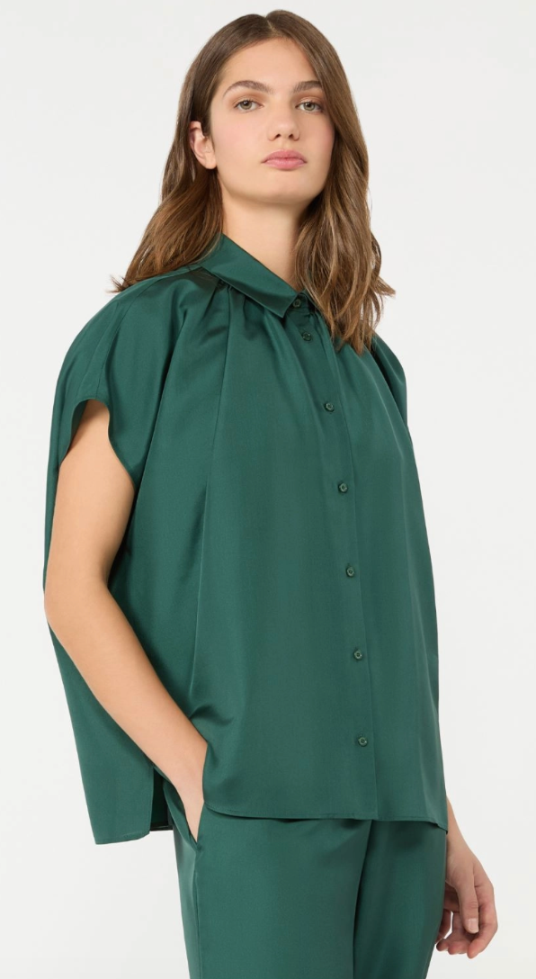 Weekend Max Mara | Crine Silk Shirt Dark Green