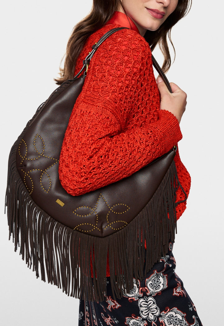 Marc Cain > AC TK.01 L19 Hobo Bag Dark Wood