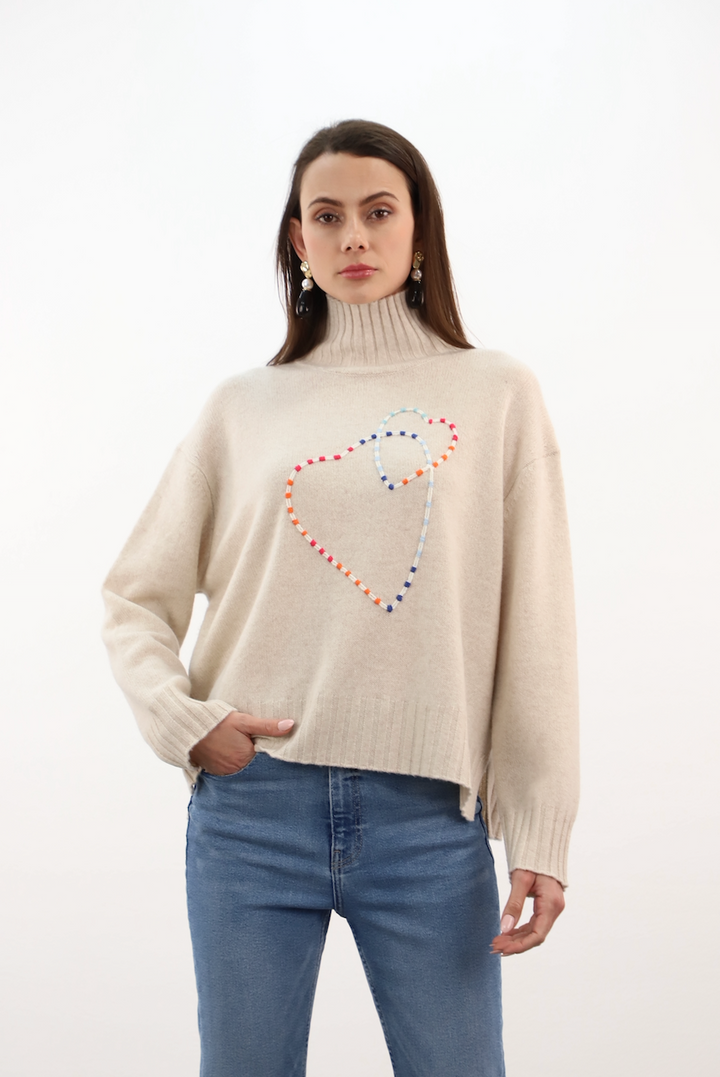 Esthème Cashmere | CKH6345C  Cashmere Jumper with Multi Hearts