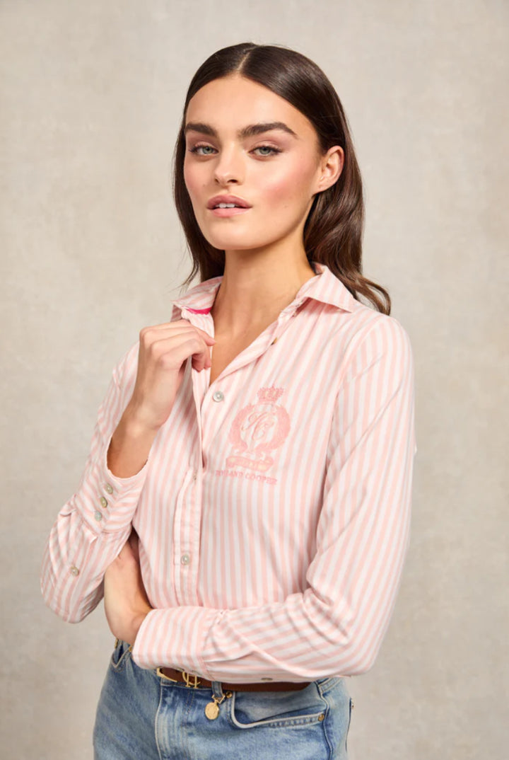 Holland Cooper /  Classic Button Down Shirt Pink Stripe