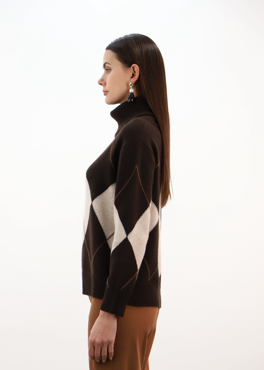Esthème Cashmere | WES26B26H  Cashmere Jumper with Argyle