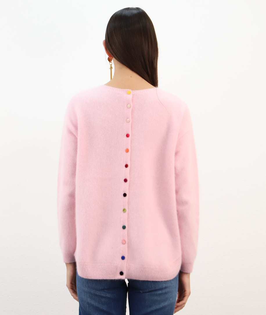Esthème Cashmere | WES2482HR-1  Cashmere Jumper with Colourful Back Buttons