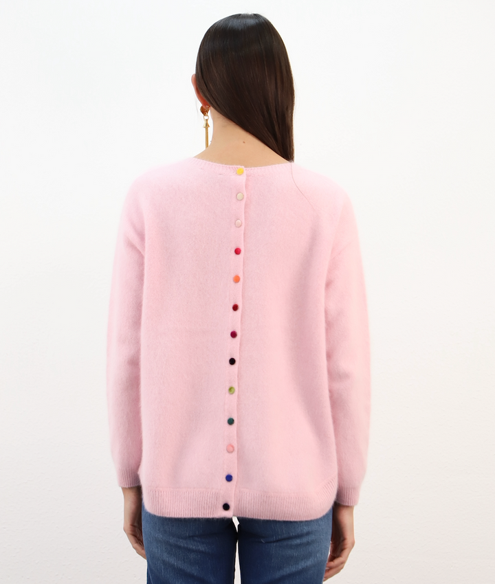 Esthème Cashmere | WES2482HR-1  Cashmere Jumper with Colourful Back Buttons
