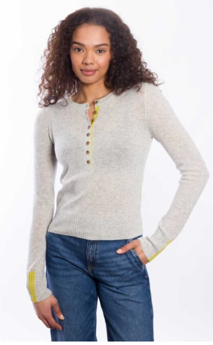 &amp;Isla | Crew Henley Knit Frost