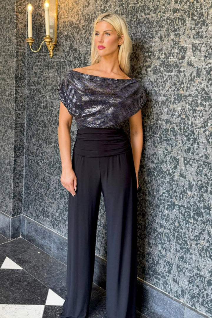 Atom \  Carbon Jumpsuit Gunmetal Sequin/Black
