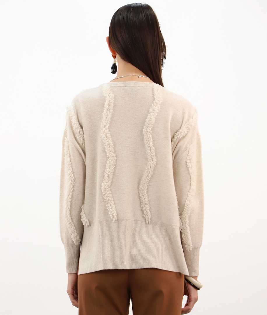 Esthème Cashmere | WES2688H  Cashmere Jumper with Fringed Lines