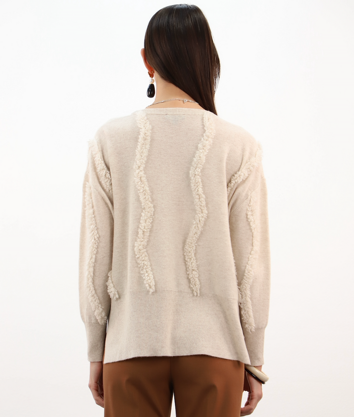 Esthème Cashmere | WES2688H  Cashmere Jumper with Fringed Lines