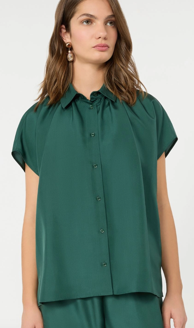 Weekend Max Mara | Crine Silk Shirt Dark Green
